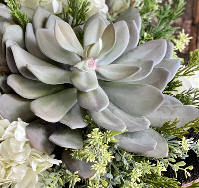 Faux Oversize Succulent In Grey Green
