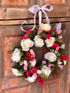 The Valerie white and pink rose wreath for front door/summer wreath/Wedding wreath/bridal shower decor/wedding decor/rose wreath