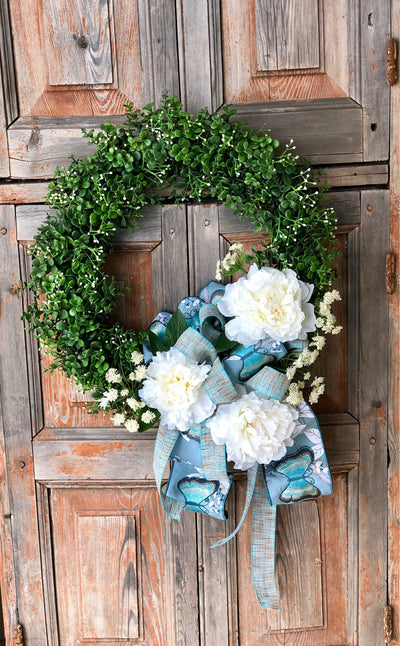 Spring wreaths for front door~The Bridgett spring butterfly peony wreath for front door~spring decor~easter wreath~farmhouse wreath~boxwood