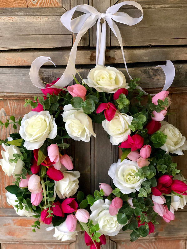Serene Blessings Pink & White Wreath - Naples Floral Design