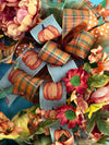 The Leslie Fall Pumpkin Wreath For Front Door~Autumn Wreath~pumpkin wreath~orange and copper peony wreath~farmhouse decor~fall decor