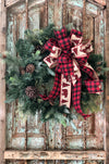 The Georgianna red and black buffalo check bow for wreaths~Christmas tree topper now~fall bow for lanterns~mailbox bow~farmhouse bow~rustic
