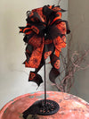 The Minerva Black and Orange Halloween Spiderweb Bow~bow for wreaths~lantern bow~mailbox bow~polka dot bow~spooky bow~creepy bow~spider bow