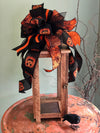 The Minerva Black and Orange Halloween Spiderweb Bow~bow for wreaths~lantern bow~mailbox bow~polka dot bow~spooky bow~creepy bow~spider bow