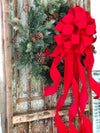 The Carol Red Velvet XL Christmas Tree Topper Bow~Oversize red velvet bow with extra long streamers~ribbon topper~large bow for wreaths