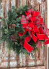 The Maria Red Green And Gold Plaid Christmas Tree Topper Bow~bow for wreaths~lantern bow~long streamer bow~mailbox bow~lamppost bow~xmas bow