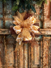 The Matilda Gold Copper Fall Bow For Wreaths~Autumn Lantern Bow~Mailbox bow~rustic farmhouse glam bow~Harvest wheat bow with streamers