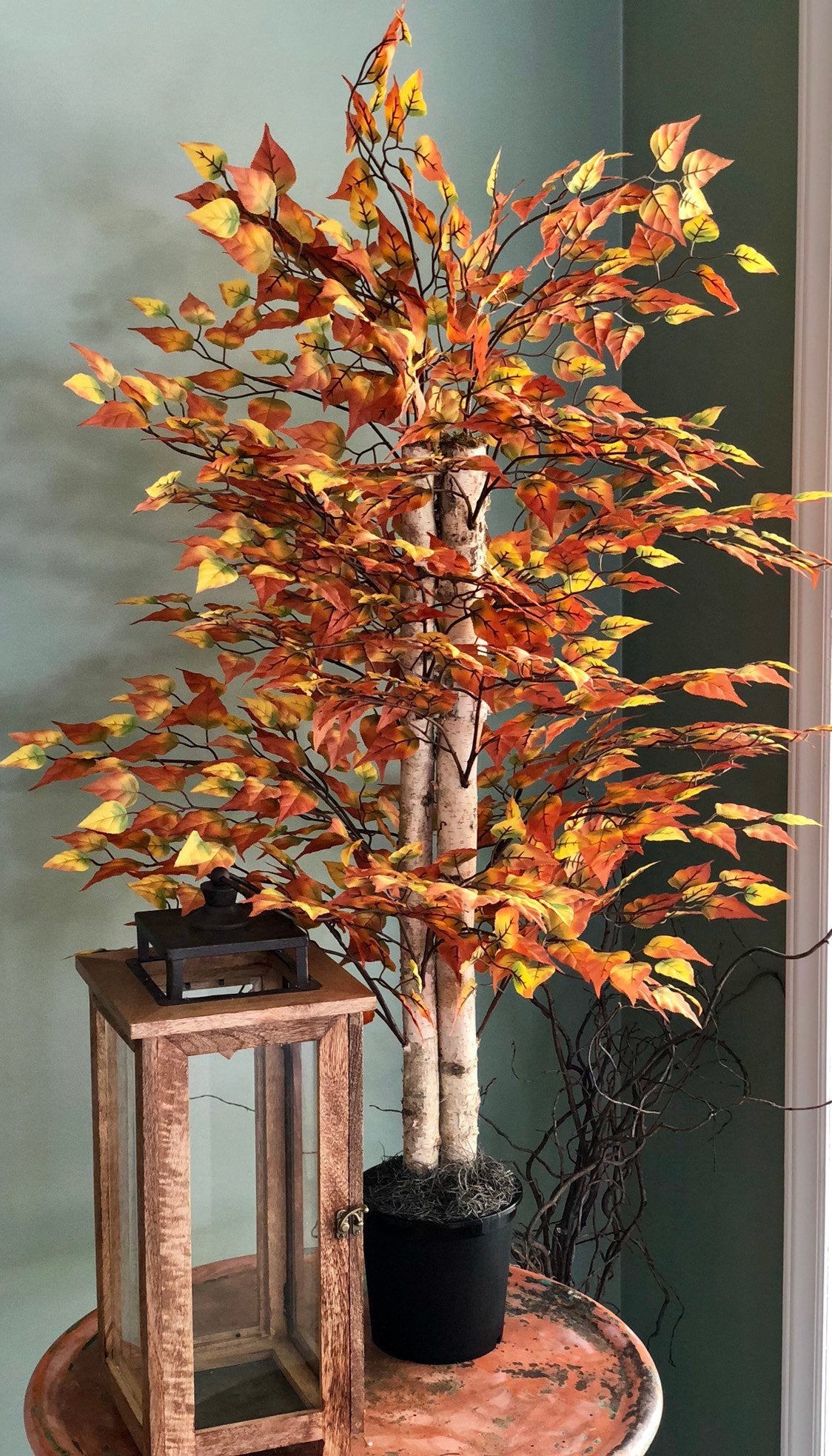 artificial potted birch trees