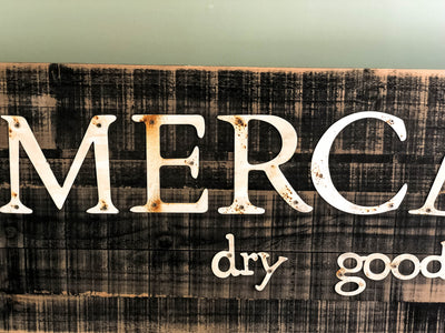 Vintage Style Mercantile Large Wood Sign~XL black distressed farmhouse rustic sign~Kitchen sign~Merchant sign~dry goods kitchen decor