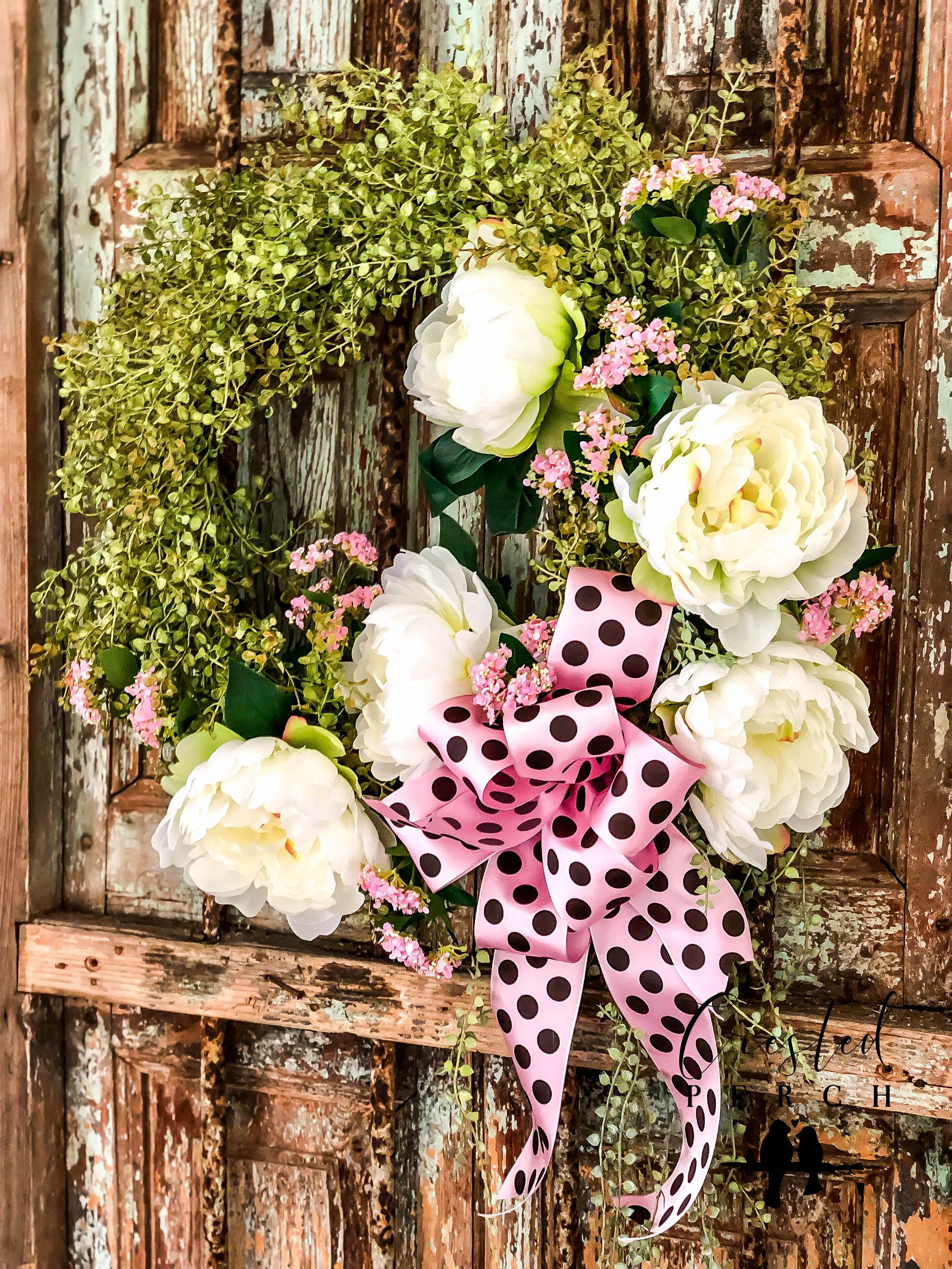 The Kinsley Peony Spring Valentine Wreath - Crested Perch