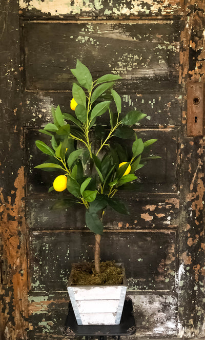 The Laureen Lemon Bush~Tabletop faux lemon tree~Office decor~silk mini Mantle tree~Home decor~farmhouse decor~large silk flower for table