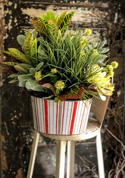 The Frieda XL Spring Mixed Greenery Centerpiece For Table~All season natural green succulent arrangement~rustic Summer decor~year round