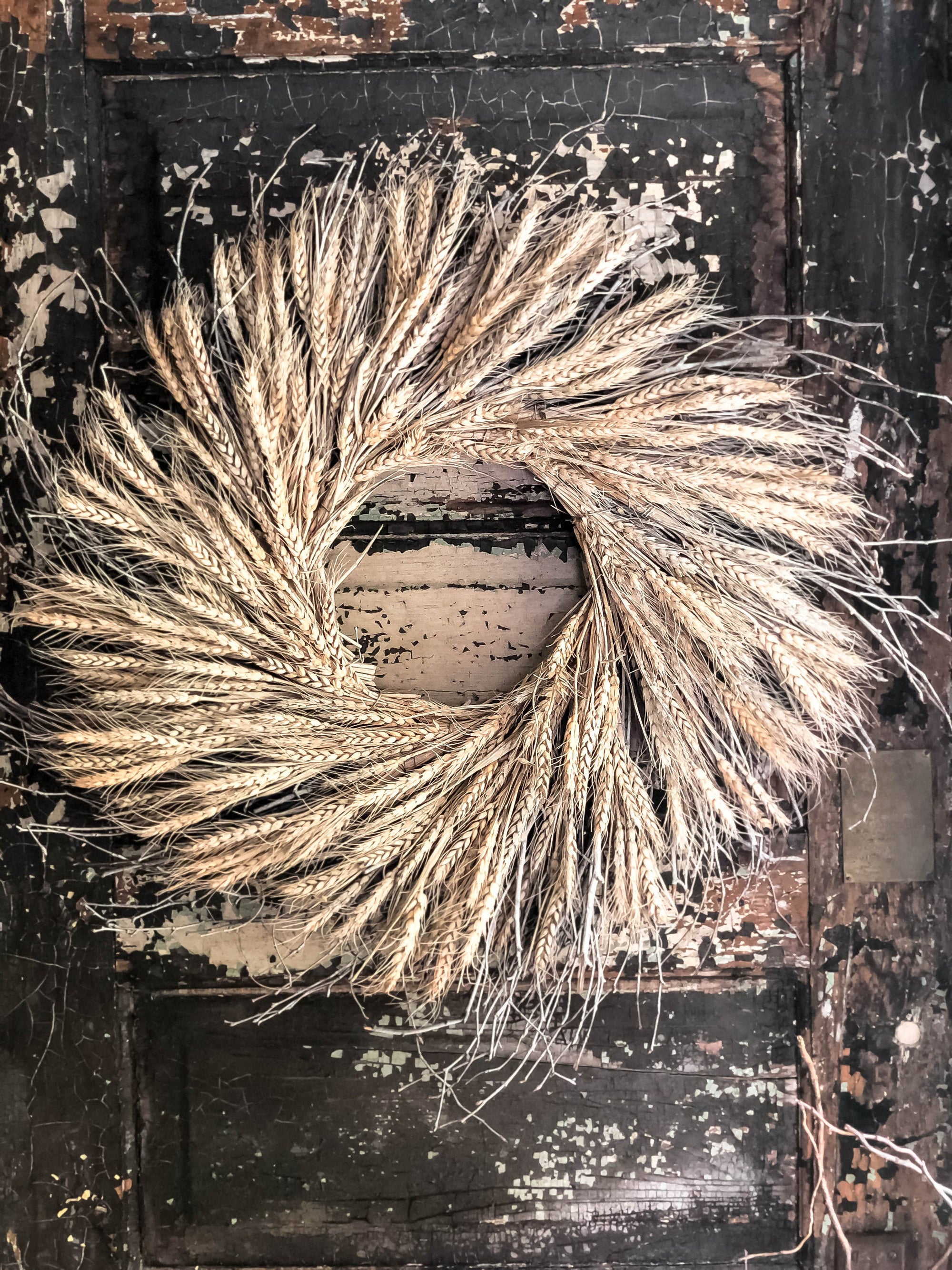The Gabriel Fall Preserved Wheat Wreath For Front Door~French country cottage wreath~Farmhouse rustic wreath~Cabin decor~primitive wreath