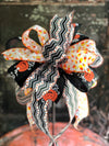 The Hermoine Orange Black & White Halloween Bow for Wreaths and Lanterns~All hallows eve bow~candy corn bow~large bow for mailbox~Pumpkinbow