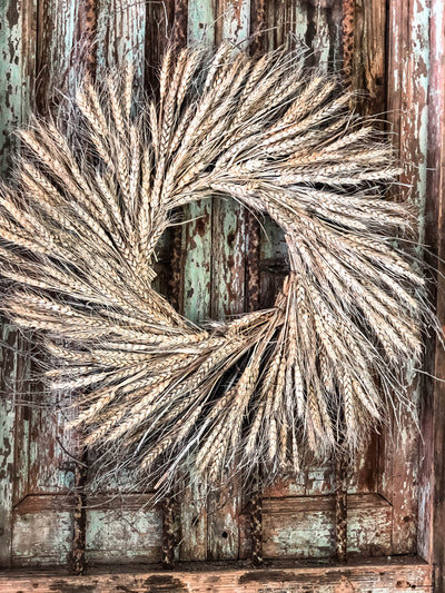 The Gabriel Fall Preserved Wheat Wreath For Front Door~French country cottage wreath~Farmhouse rustic wreath~Cabin decor~primitive wreath