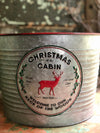 Christmas At The Cabin Market Galvanized Bucket~Large Round ribbed metal bucket with red handles~Tree bucket~Christmas planter~Xmas gift