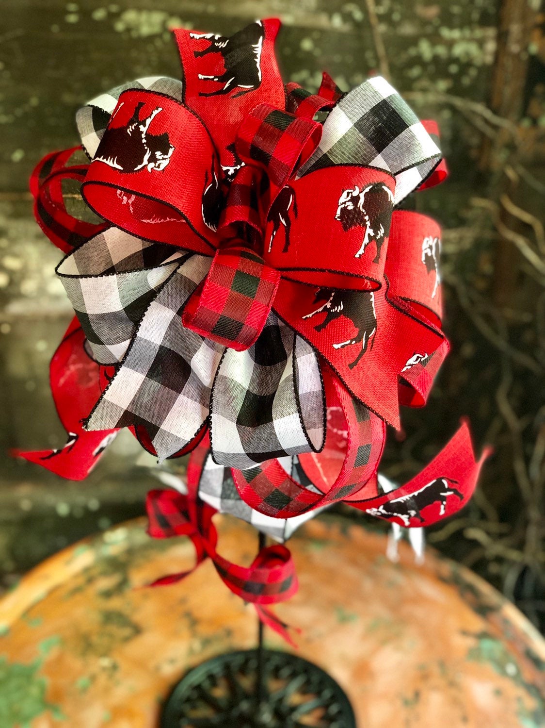 Wreath Tree 28 in-Red Mesh Black Buffalo Check and Ornament Ribbon - My New  Favorite Thing Decor