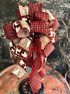 The Hannah Red & Black Check Christmas Bow For Wreaths