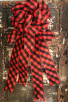 The Hope Buffalo Check Christmas Tree Topper Bow~Red & Black extra large bow for wreath~farmhouse Christmas tree bow~Rustic christmas decor
