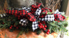 The Faith Red & Black Buffalo Check Christmas Mailbox Swag~Pine mantle piece~Winter Swag for mantle~Long Flat pine centerpiece for table