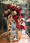 The Georgianna Buffalo Check Christmas Tree Topper Bow~Rustic Farmhouse Bow for wreaths~Red & Black Country ribbon topper~Lantern Bow