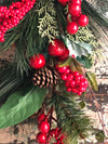 Red berry & mixed pine Christmas swag, holiday swag, silk flower wreath making supply, farmhouse decor, christmas decor, holiday decor