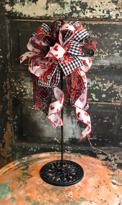 The Diana Red, Black & White Buffalo Check Valentines Day Bow