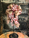The Lena Red  White & Beige Valentines Day Bow