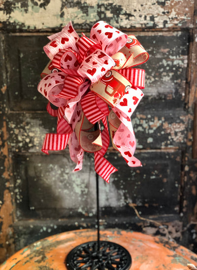 The Sheryl Red Pink & Beige Valentines Day Bow