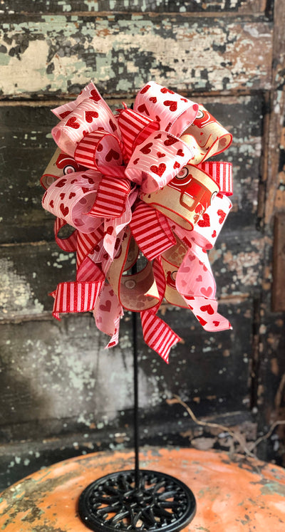 The Sheryl Red Pink & Beige Valentines Day Bow