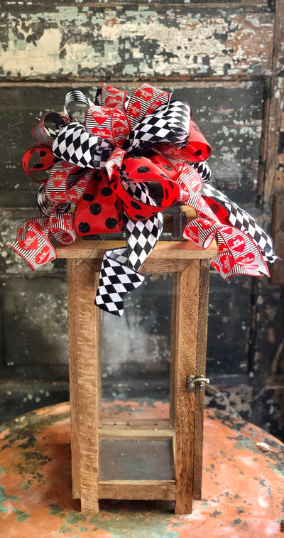 The Haley Red Black & White Valentines Day Bow