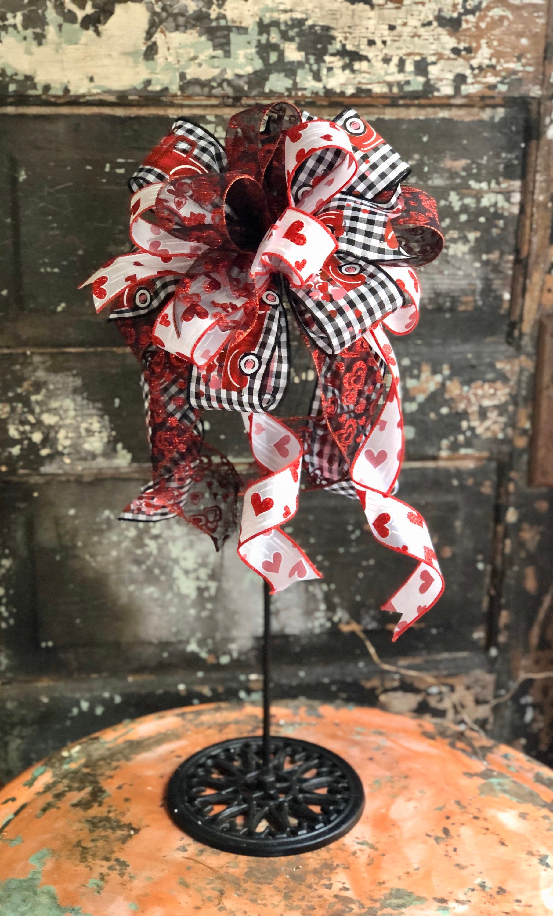 The Diana Red, Black & White Buffalo Check Valentines Day Bow