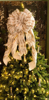 The Audrey White & Gold Christmas Tree Topper Bow