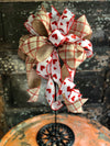 The Lena Red  White & Beige Valentines Day Bow