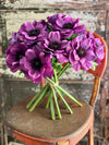Real Touch Anemone Faux Stem, Purple Anemone, Orange Anemone, Silk flower stem, artificial flower stem, craft supply, wedding flower