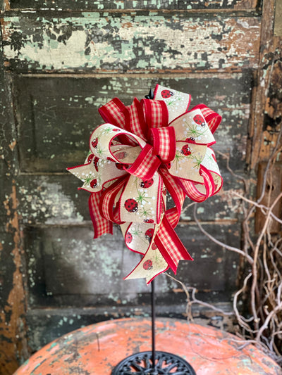 The Hilde Red & Tan Ladybug Bow