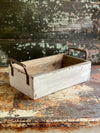 Distressed Whitewash Square Wood Planter With Handles