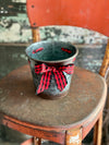 Galvanized Round Tin Christmas Planter, Christmas container with ribbon, Farmhouse christmas planter, farmhouse bucket