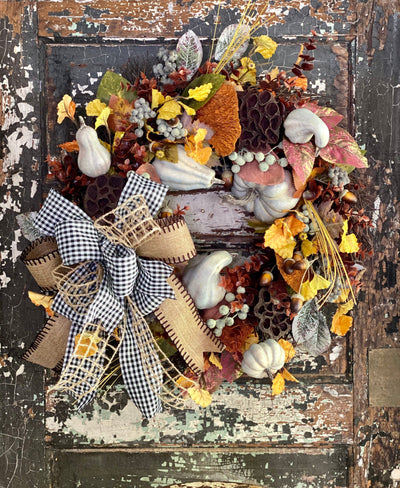 The Kelly Yellow Sage & Russet Pumpkin Fall Wreath