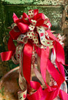 The Emilia Red & Tan Christmas Tree Topper Bow