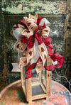 The Annika Red Black & Tan Christmas Tree Topper Bow