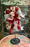 The Annika Red Black & Tan Christmas Tree Topper Bow