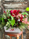 The Nicole Red Cardinal Rustic Christmas Centerpiece For Dining Table~farmhouse winter pine arrangement~Red berry arrangement for kitchen