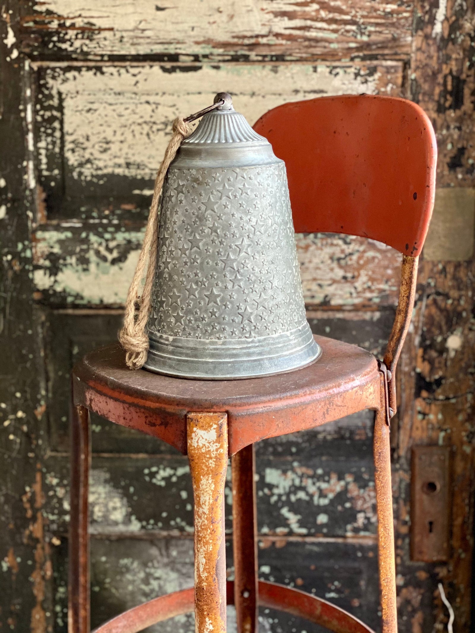 Galvanized Vintage Style Metal Star Bell