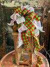The Merri Red & Green Christmas Bow For Wreaths~Xmas bow for lantern~Glittering Christmas bow~swag bow~Traditional Christmas decor