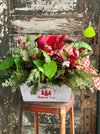 The Nicole Red Cardinal Rustic Christmas Centerpiece For Dining Table~farmhouse winter pine arrangement~Red berry arrangement for kitchen