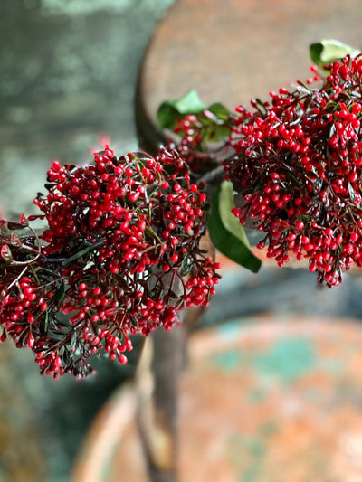Artificial Red Viburnum Berry Flower Stem, Urn filler florals, winter red mini berries, Wreath making supply, floral craft