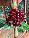 Artificial Red Rose Hips Tall Flower Stem, Christmas florals, Christmas decor, winter decor, Wreath making supply, floral craft