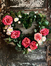 The Cupid Pink & White Valentines Heart Wreath, wreath for  front door, Valentines decor, Victorian floral rose and eucalyptus wreath