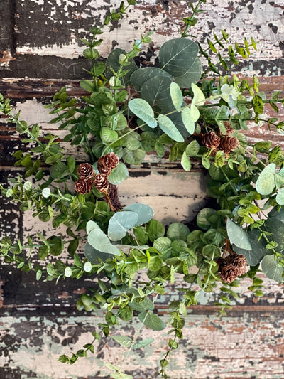 Eucalyptus Candle Ring, Greenery Mini Wreath, Pillar Candle Wreath, Mantle decor, Kitchen island decor, farmhouse year round decor